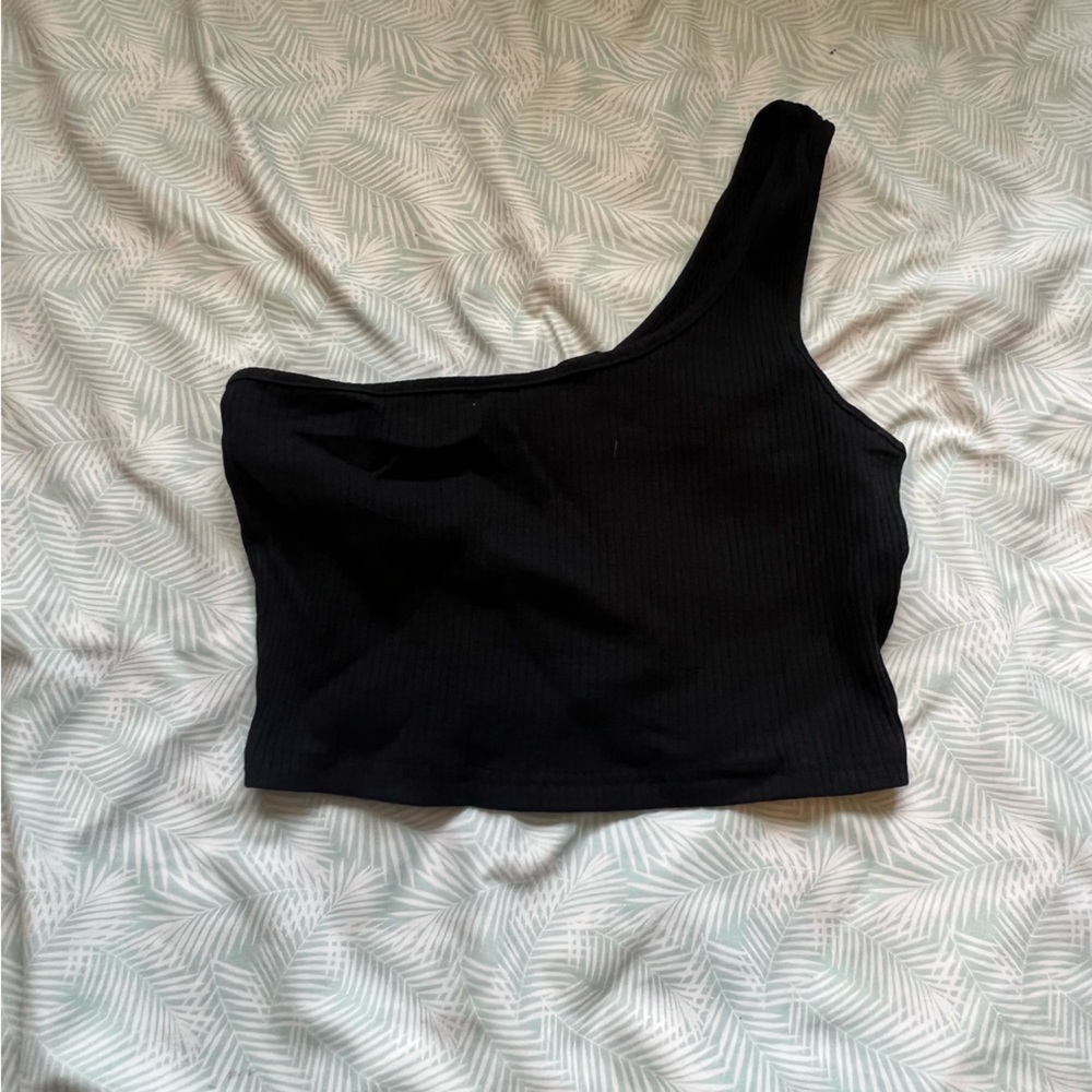 one sleeve black tank top